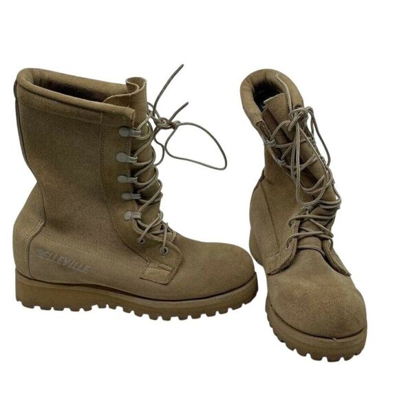 Belleville Mens Tactical Boots Combat Flight Brown Leather Lace Up 4.5 Wide - Picture 1 of 13